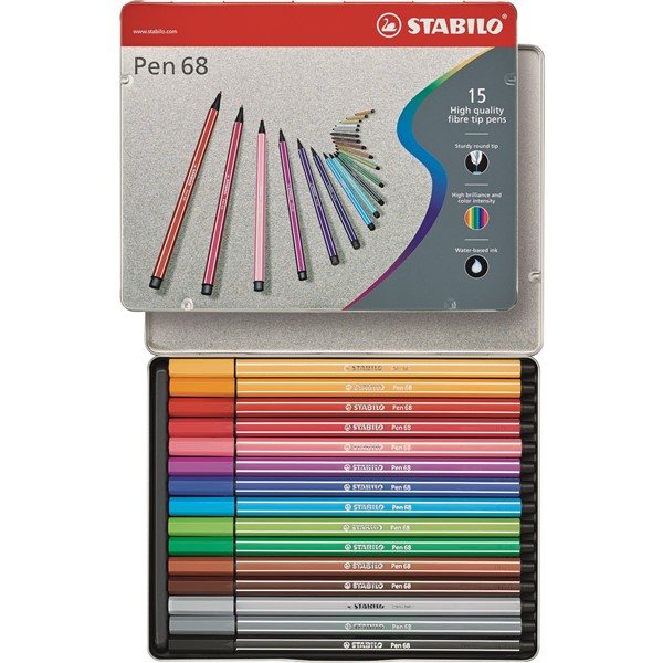 STABILO Pen 68 15 ks Plechov� Pouzdro
