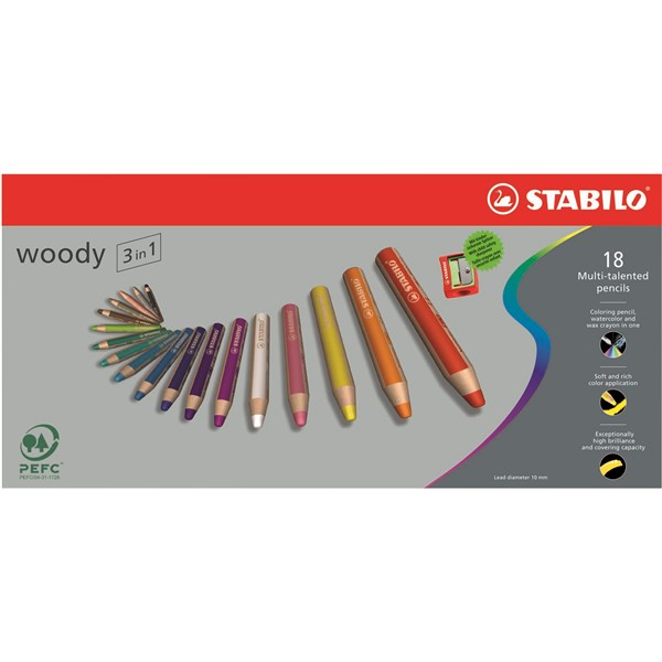 STABILO woody 3 in 1 18 ks Pouzdro s O�ez�v�tkem