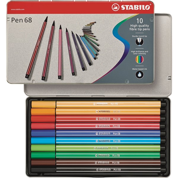 STABILO Pen 68 10 ks Plechov� Pouzdro
