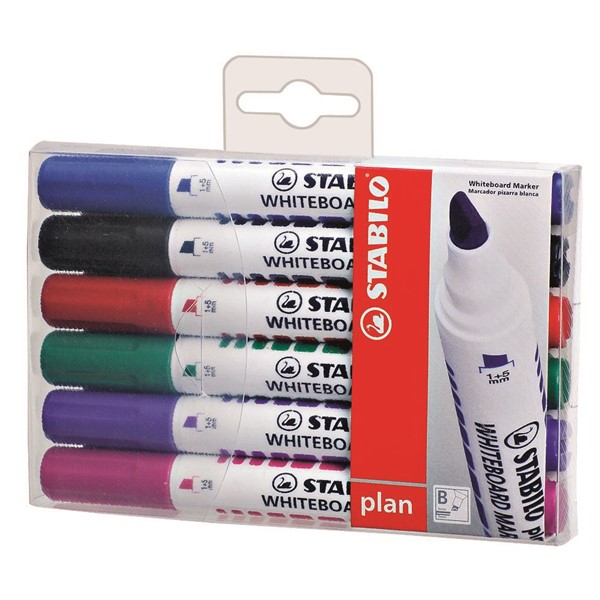 STABILO plan 643 Board-Marker Pen, Chisel pouzdro 6 ks