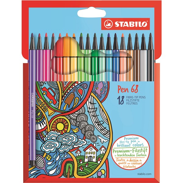 STABILO Pen 68 18 ks kartonov pouzdro