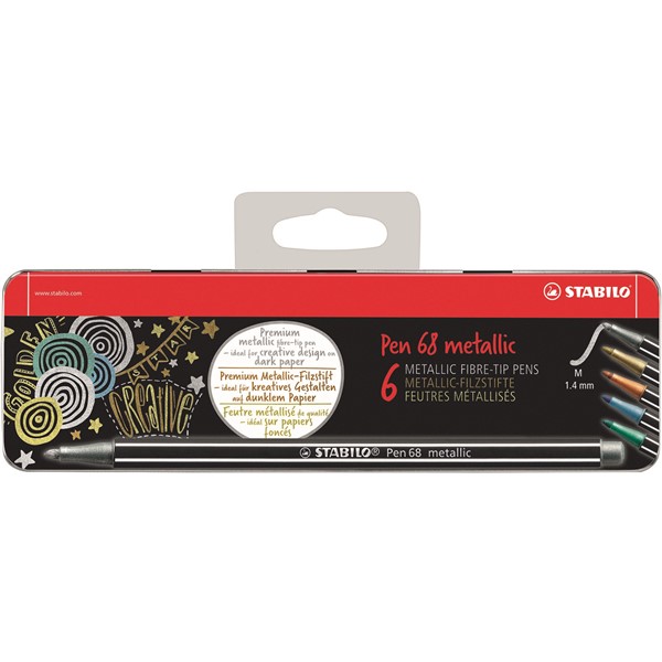 STABILO Pen 68 metallic 6 ks kovov pouzdro