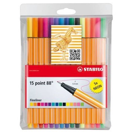 STABILO point 88 15 ks Pouzdro v�etn� 5 Neon Barev